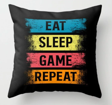 Povlak na polštář EAT SLEEP GAME REPEAT  45x45cm