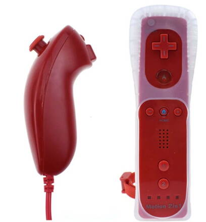 Wii Remote Controller + Nunchuck červený